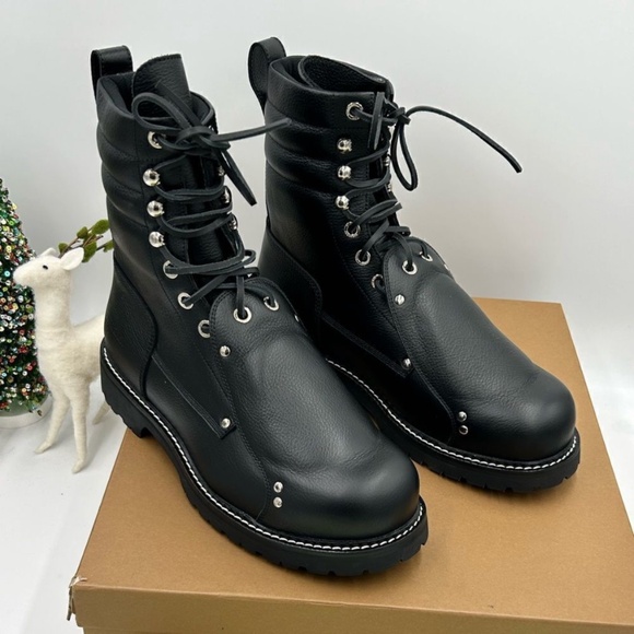 Men’s Burberry, leather lace guard ankle boots size 45 made in Italy - Picture 1 of 13